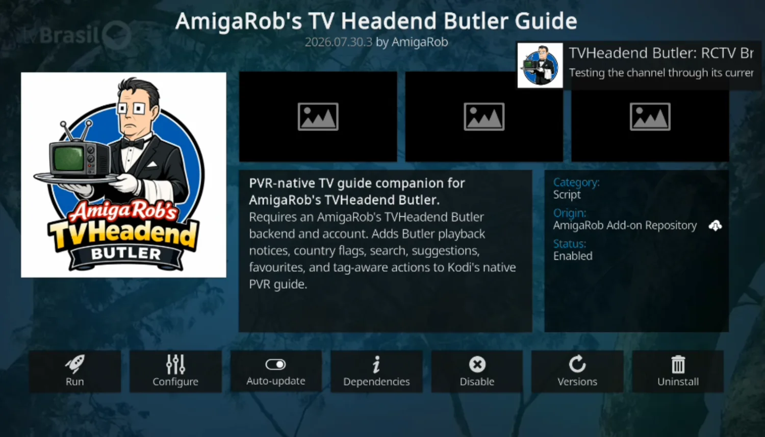 TVHeadend Butler Guide add-on in Kodi